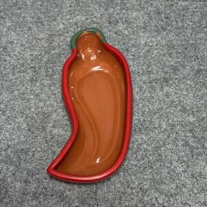 Vintage Giftco Red Pepper Salsa Serving Dish Ceramic 9”x 3.5” Party Gloss Glaze